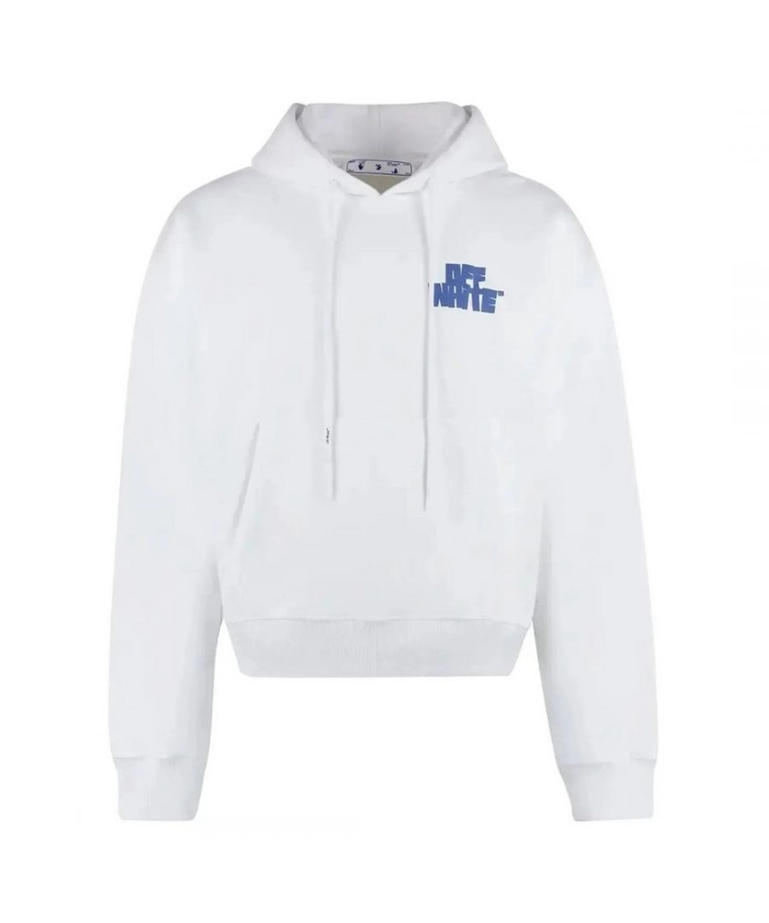 Off White Mens Oversized Fit Hands Arrow Logo White Hoodie Cotton - Size Medium